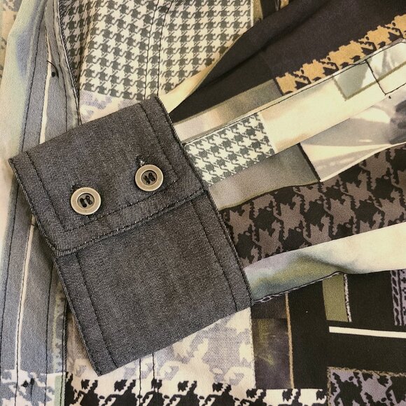 Point Zero Denim & Patchwork Long Sleeve Blouse - Small - Picture 5 of 10